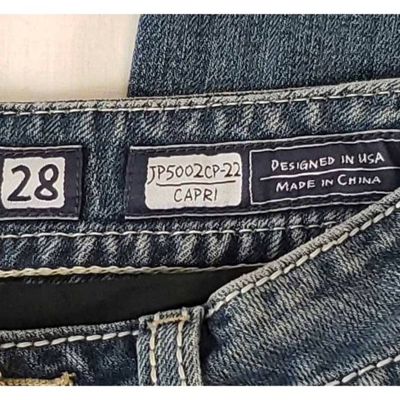 Miss Me Womens Capri Jeans Blue Stretch Embroidered Medium Wash Low Rise 28 - Picture 11 of 12